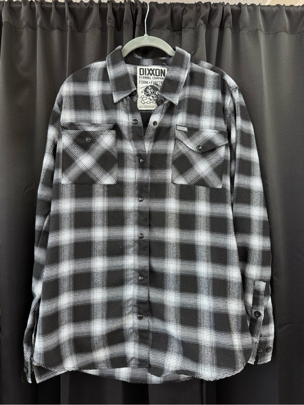 DIXXON Black and White Plaid Casual Button-Down Shirt